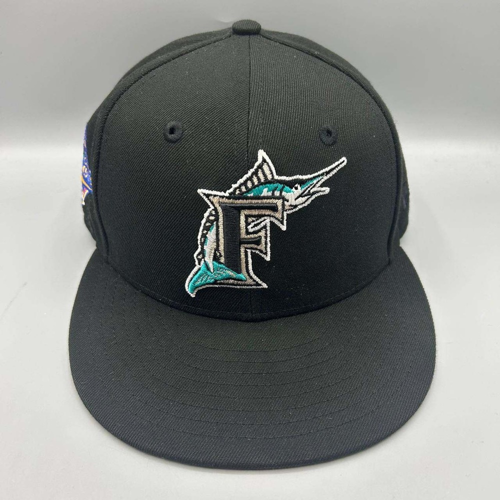 Florida Marlins MLB Hat Men 7 1/4 Black Pink 59Fifty New Era Fitted Cap